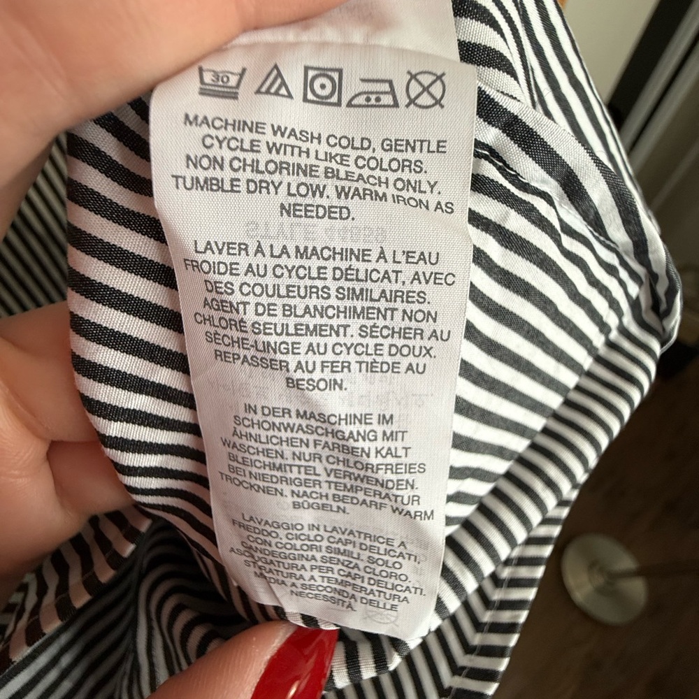 J. Crew Women’s Black and White Striped Shirt Small TALL - Picture 5 of 6